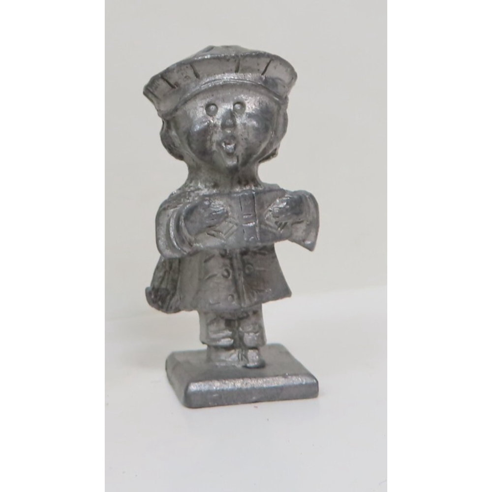 Vintage Royal Pewter Miniature Figurine Christmas Caroler
